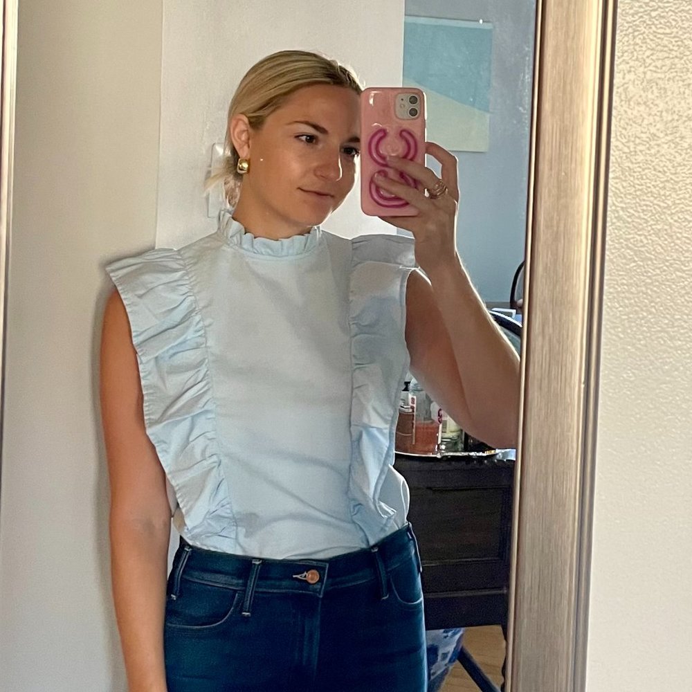 Blue Ruffle Top